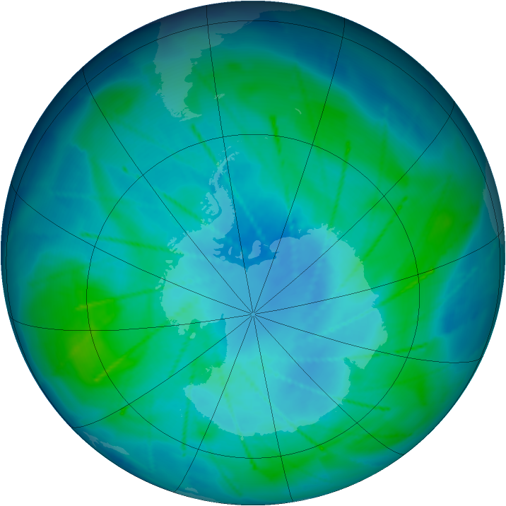 Antarctic ozone map for 16 February 2010